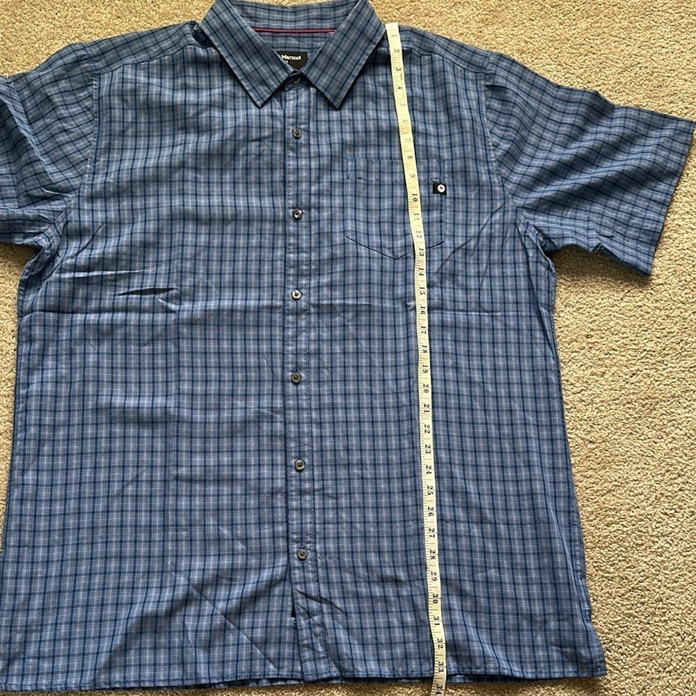 Marmot Eldridge Short-Sleeve Button Up Shirt Arctic Navy Men’s XL Tall - Picture 6 of 10